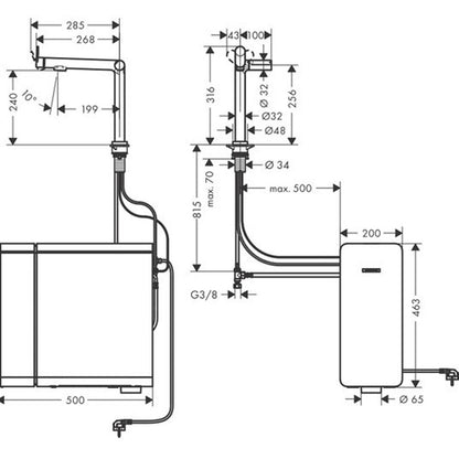 Brushed chrome set Hansgrohe Aquittura Select M91 SodaSystem 240 with 1 jet 76810670