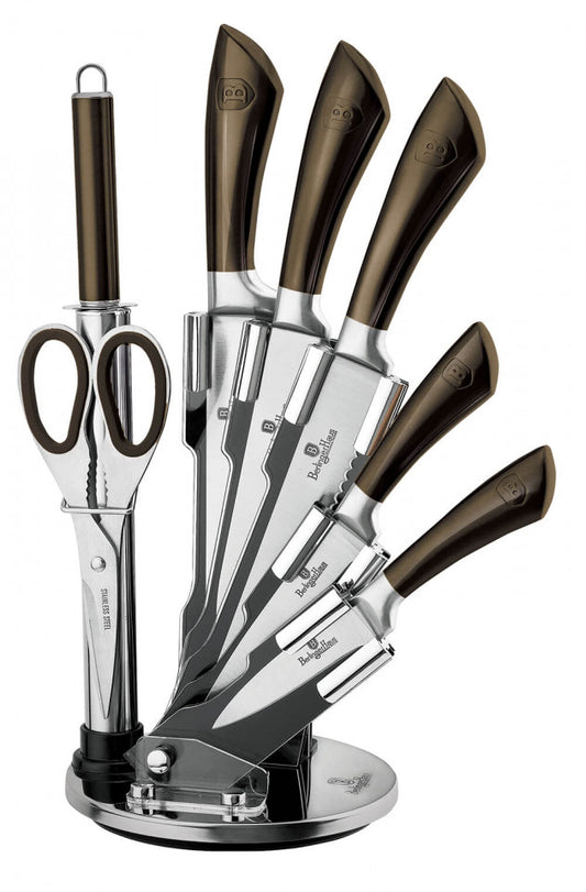 Комплект ножове от неръждаема стомана (8 части) Metallic Line Shiny Black Edition Berlinger Haus BH 2668