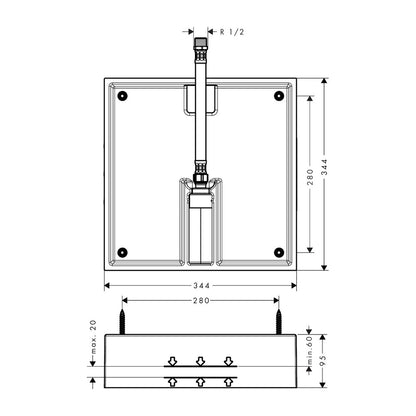 Комплект за вграждане Hansgrohe Raindance E 40x40 cm 1 функция