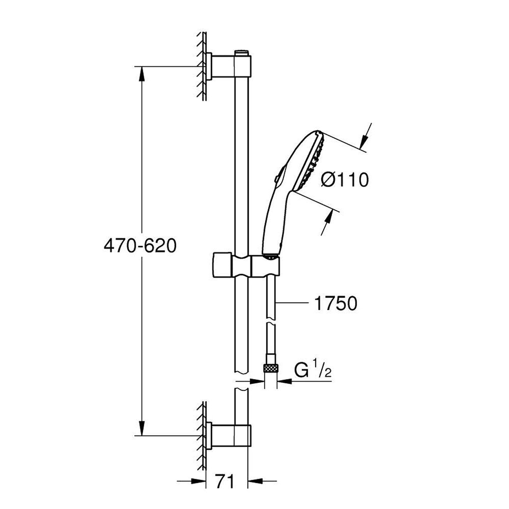 Комплект за душ с бар 60 cm Grohe Vitalio Start хром 2 функции