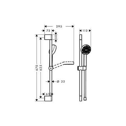 Комплект за душ с бар 65 cm Hansgrohe Activera Select S матово черен 2 функции EcoSmart