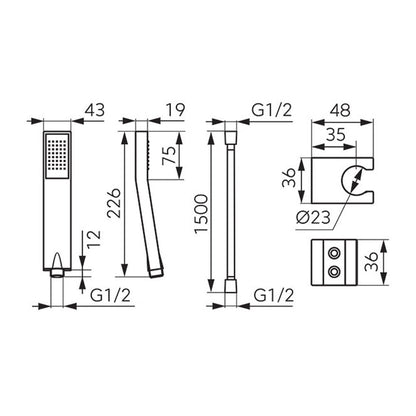 Комплект за душ Ferro Jive Gun Metal мат 1 функция