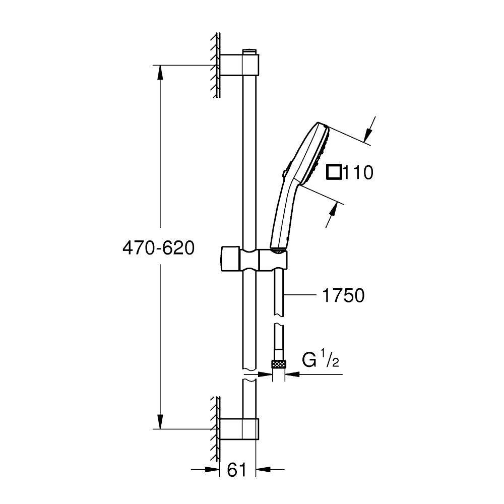 Grohe Tempesta Cube 110 Shower Set with 3 Functions