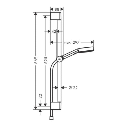 Hansgrohe Pulsify Select 105 Relaxation Shower Set with Bar 65 cm Black 3 Functions