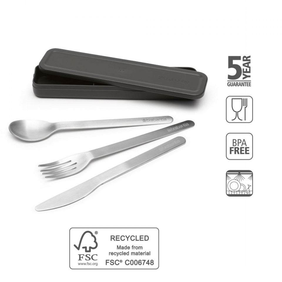 Комплект прибори Brabantia Make&Take от 3 части, Тъмен сив 1006305