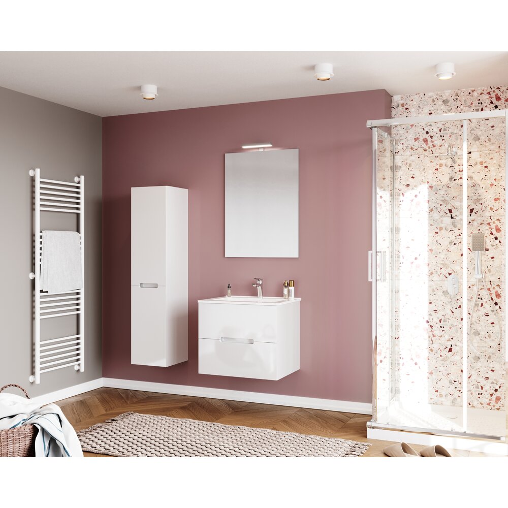 Комплект бял шкаф с мивка и огледало и аплика Saturn Crea Bagno Iris 60 см