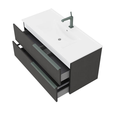 Base cabinet in gray with sink Savini Due Oikos Lino 100 cm