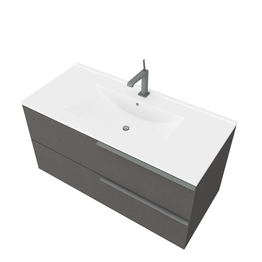 Base cabinet in gray with sink Savini Due Oikos Lino 100 cm