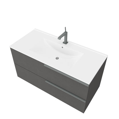 Base cabinet in gray with sink Savini Due Oikos Lino 100 cm