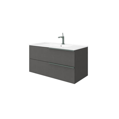 Base cabinet in gray with sink Savini Due Oikos Lino 100 cm