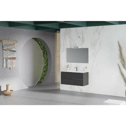 Base cabinet in gray with sink Savini Due Oikos Lino 100 cm