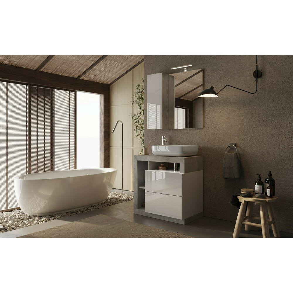 Floor-standing base cabinet and sink set white/grey LC Mobili Italia Hamburg 79x79x49 cm