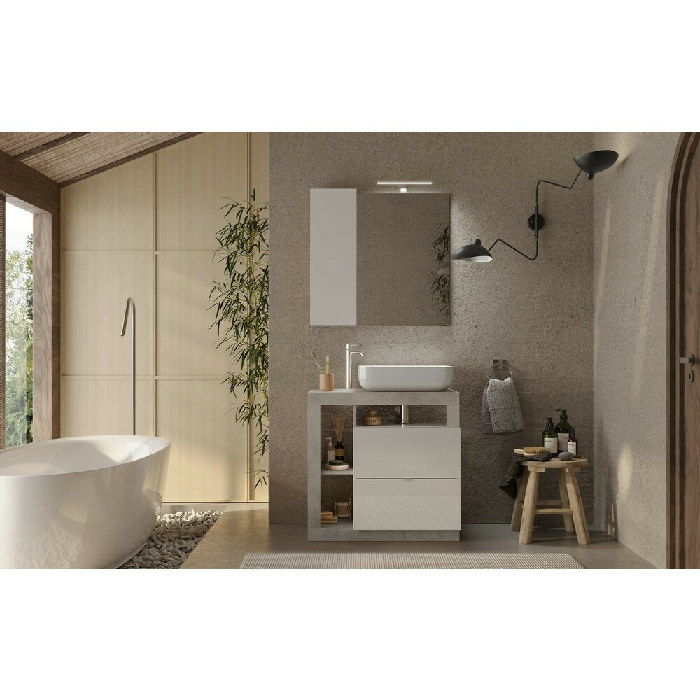 Floor-standing base cabinet and sink set white/grey LC Mobili Italia Hamburg 79x79x49 cm
