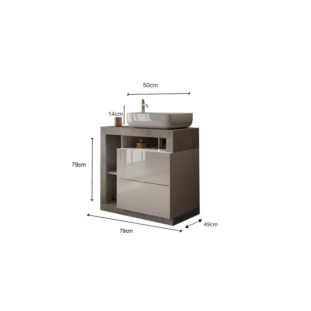 Floor-standing base cabinet and sink set white/grey LC Mobili Italia Hamburg 79x79x49 cm