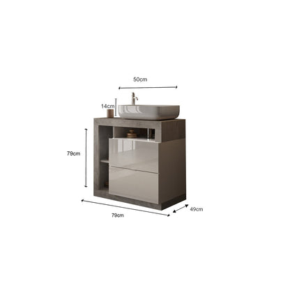 Floor-standing base cabinet and sink set white/grey LC Mobili Italia Hamburg 79x79x49 cm
