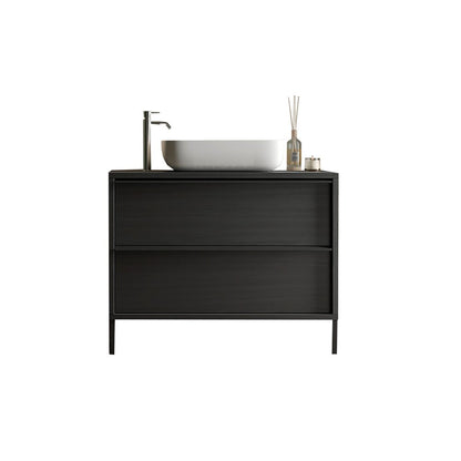 Комплект черен шкаф за база с мивка на под LC Mobili Italia Steel 105x78x43 см
