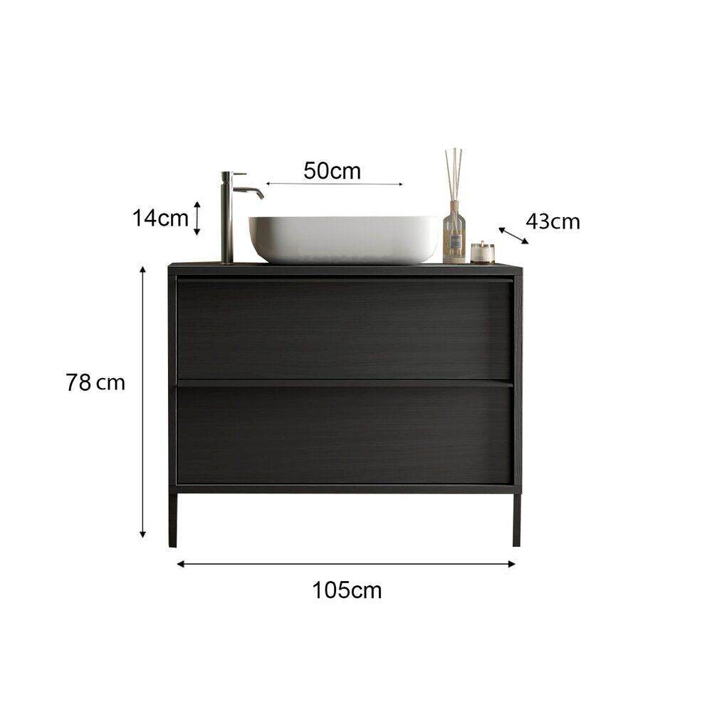 Комплект черен шкаф за база с мивка на под LC Mobili Italia Steel 105x78x43 см
