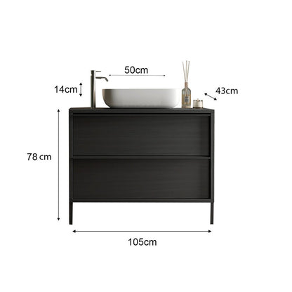 Комплект черен шкаф за база с мивка на под LC Mobili Italia Steel 105x78x43 см