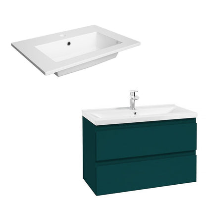 Defra Como Wall-Mounted Base Cabinet Set in Green with Flex 80 Composite Sink