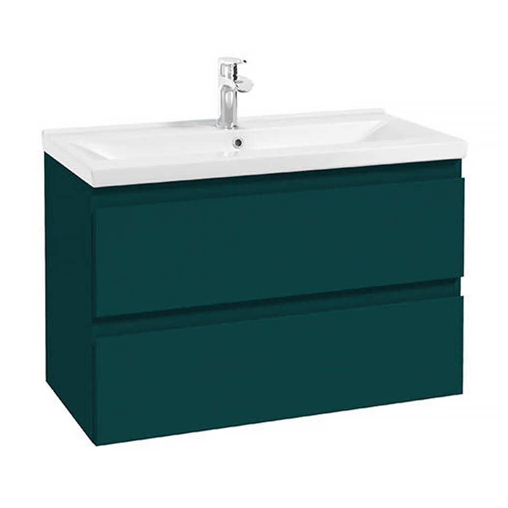 Defra Como Wall-Mounted Base Cabinet Set in Green with Flex 80 Composite Sink