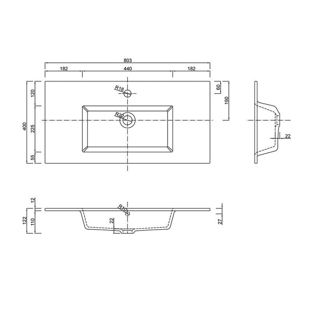 Defra Como Wall-Mounted Base Cabinet Set in Green with Flex 80 Composite Sink