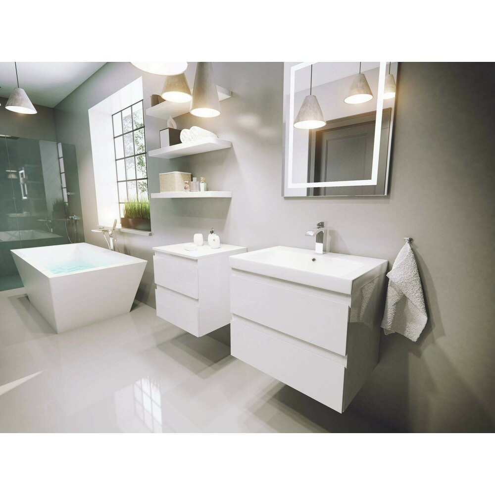 Defra Como Wall-Mounted Base Cabinet Set in Green with Flex 80 Composite Sink