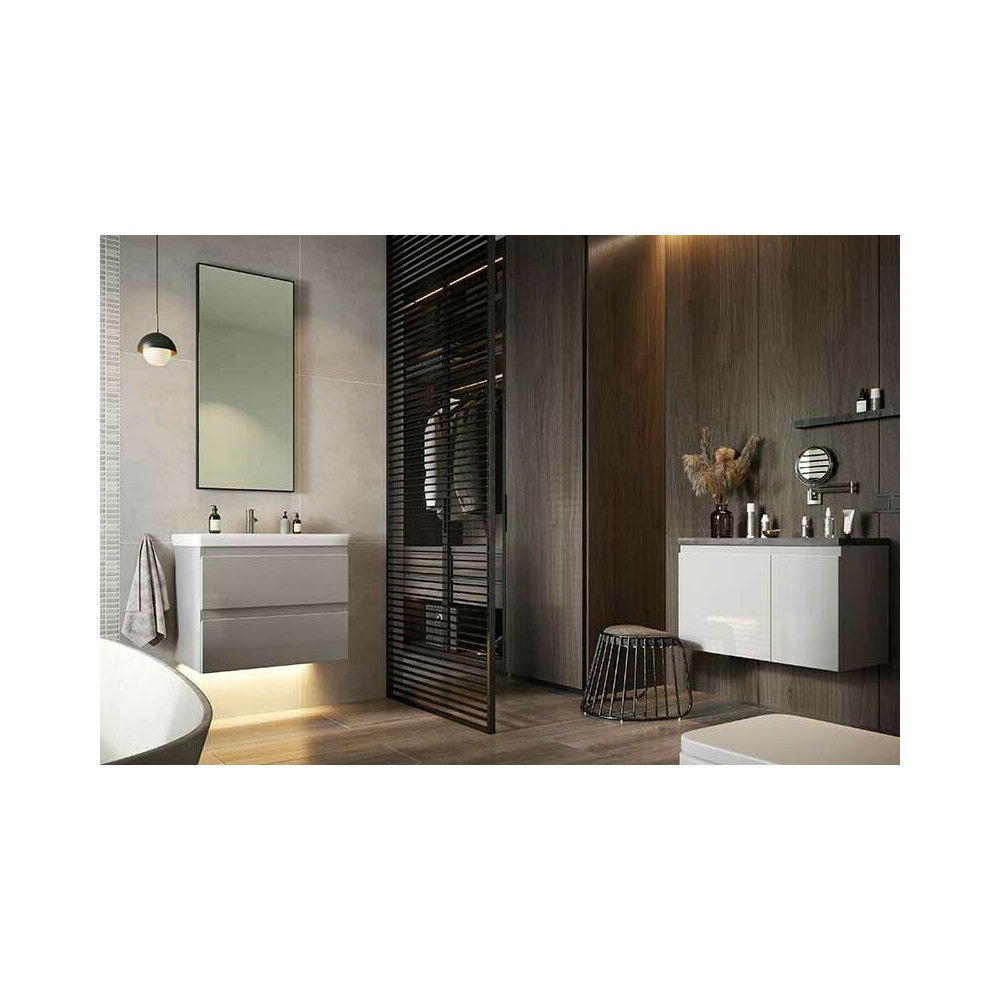 Defra Como Wall-Mounted Base Cabinet Set in Green with Flex 80 Composite Sink
