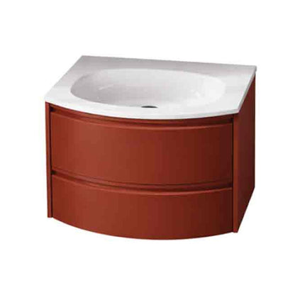Комплект за стенен шкаф KolpaSan Joy 2 чекмеджета 60 cm завършек ceramic red с бял умивалник