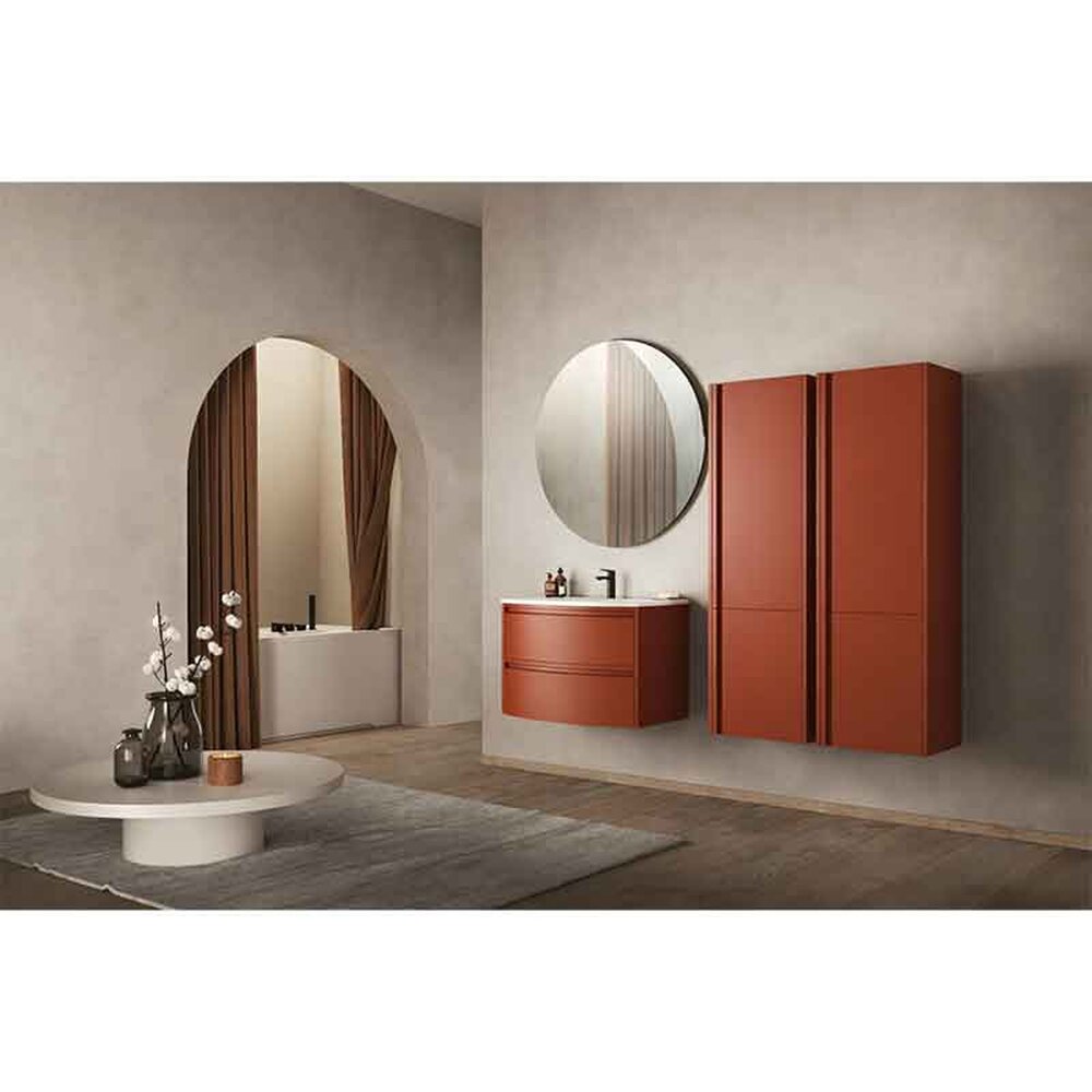 Комплект за стенен шкаф KolpaSan Joy 2 чекмеджета 60 cm завършек ceramic red с бял умивалник