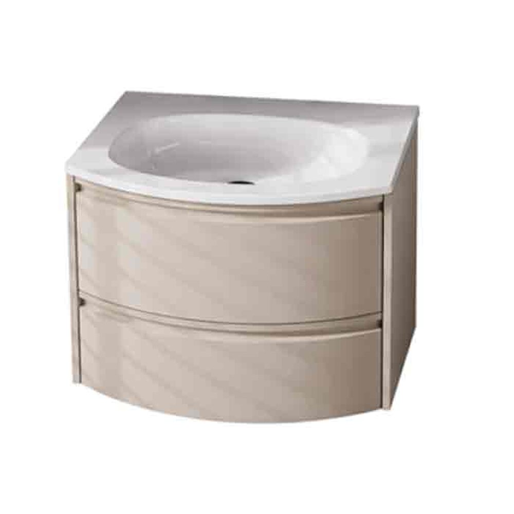 Комплект за стенен шкаф KolpaSan Joy 2 чекмеджета 60 cm светло сиво с бял умивалник