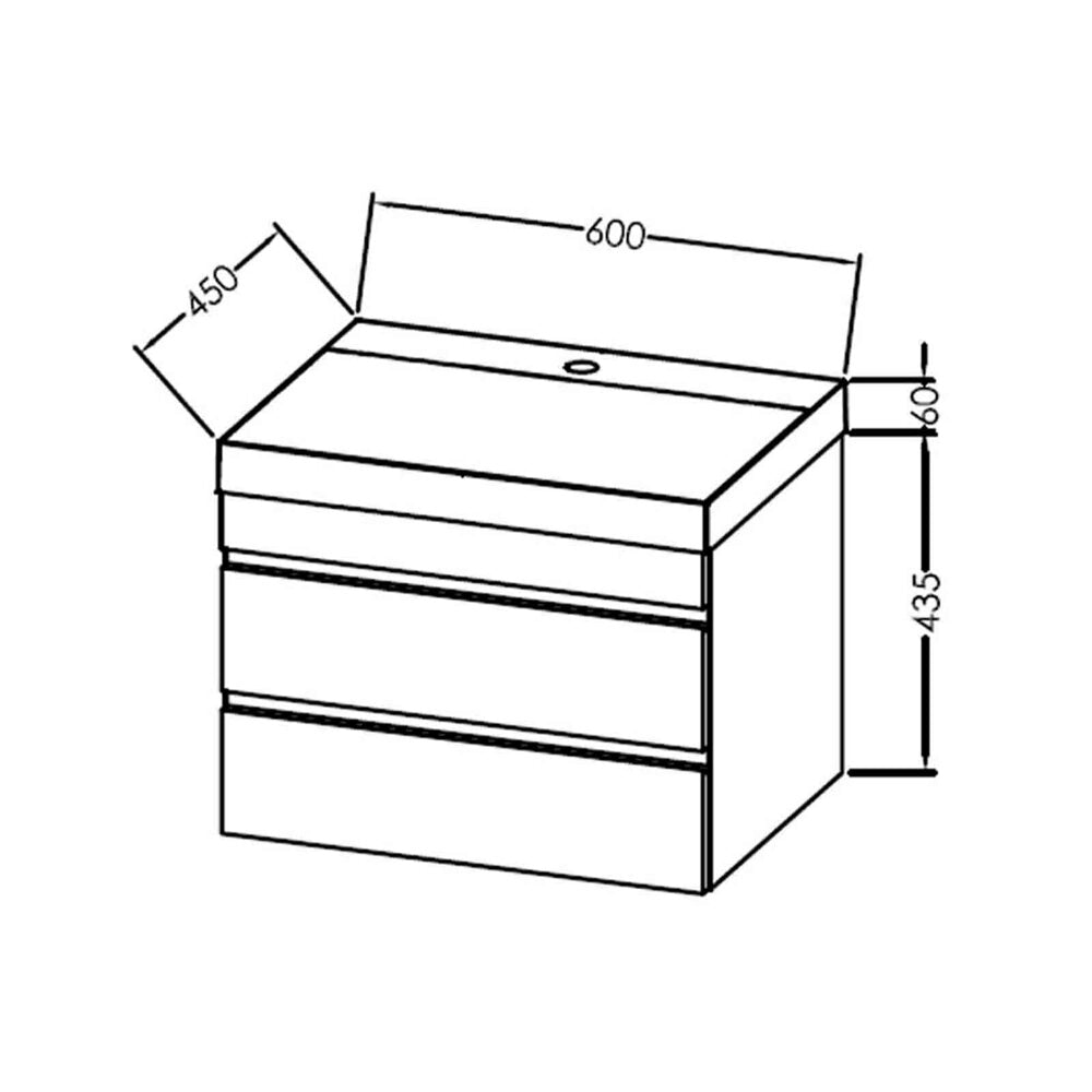 KolpaSan Naomi Wall-Mounted Base Cabinet Set with 60 cm Sink