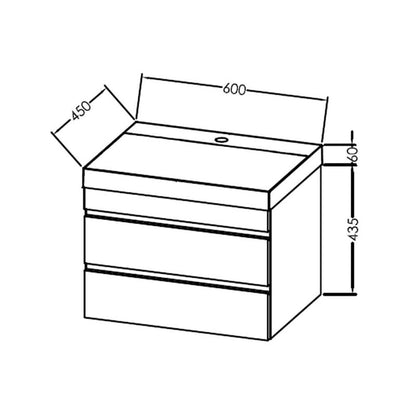 KolpaSan Naomi Wall-Mounted Base Cabinet Set with 60 cm Sink