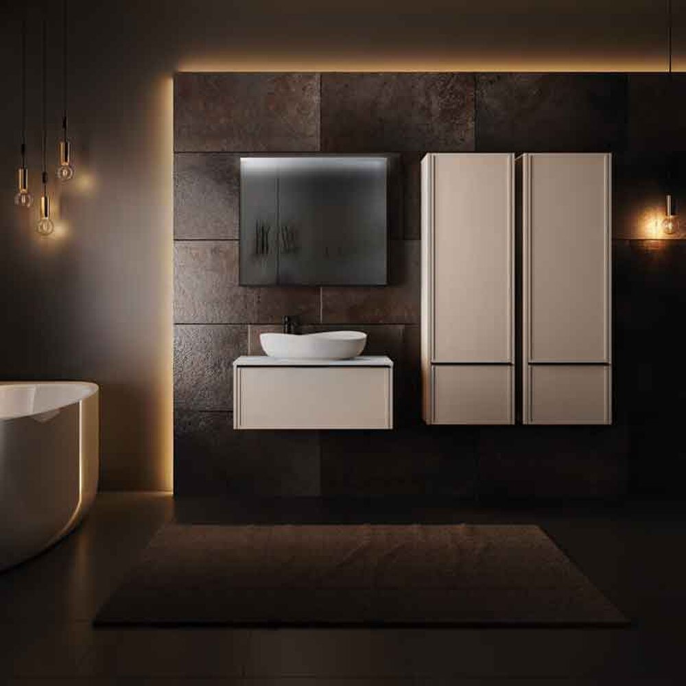 Комплект закачен шкаф KolpaSan Orphia 1 чекмедже 80 cm завършек light grey с плот Kerrock