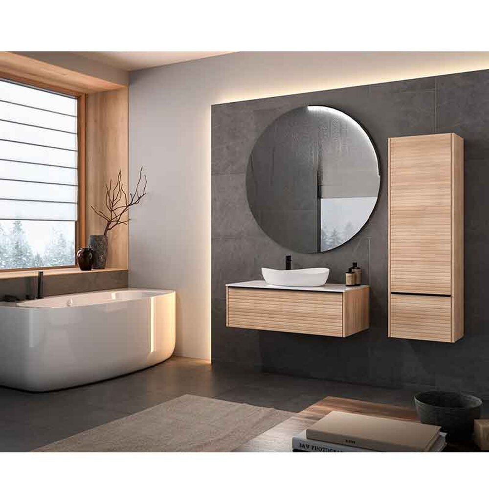Сет за окачен шкаф KolpaSan Orphia с 2 чекмеджета 140 см, финиш акация с плот Kerrock