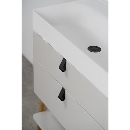 Floor cabinet set light gray Krofam Moss 70 cm, built-in sink Krofam Moss 70 cm and mirror