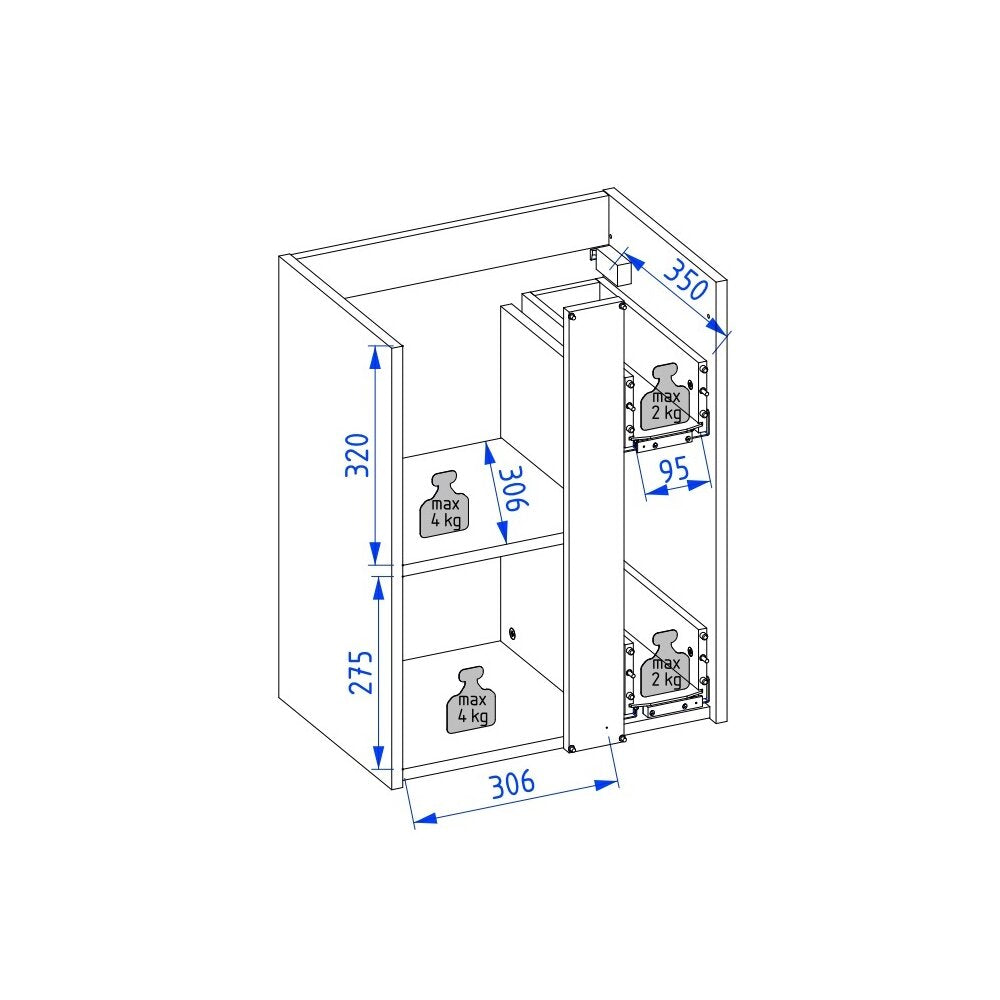 Hanging cabinet set light gray Krofam Uniq 49 cm, built-in sink Krofam Uniq 50 cm with battery hole