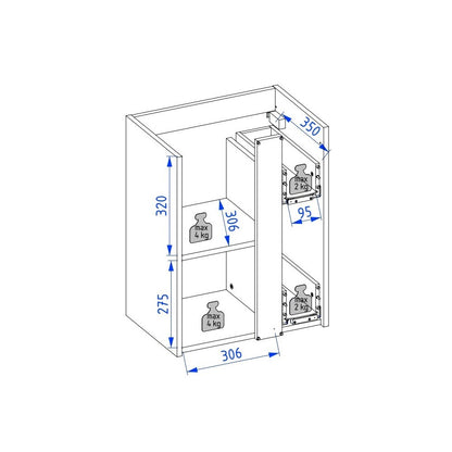 Hanging cabinet set light gray Krofam Uniq 49 cm, built-in sink Krofam Uniq 50 cm with battery hole