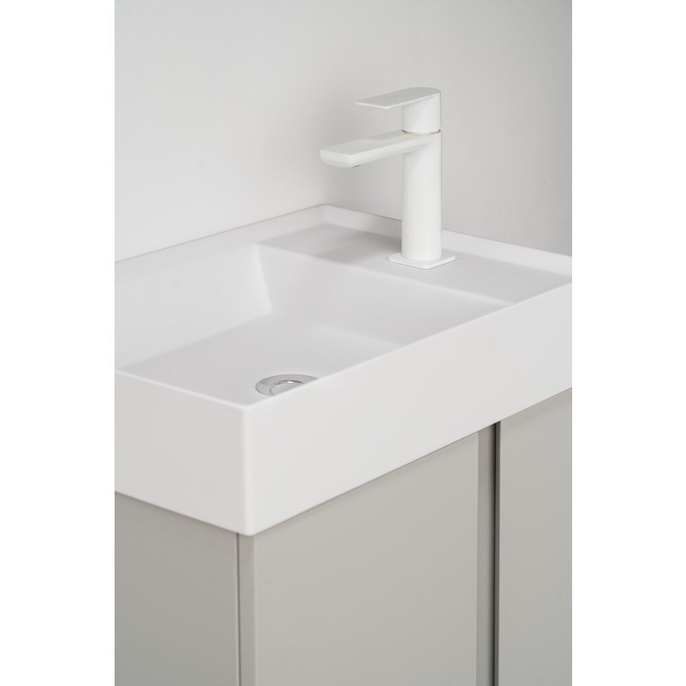 Hanging cabinet set light gray Krofam Uniq 49 cm, built-in sink Krofam Uniq 50 cm with battery hole