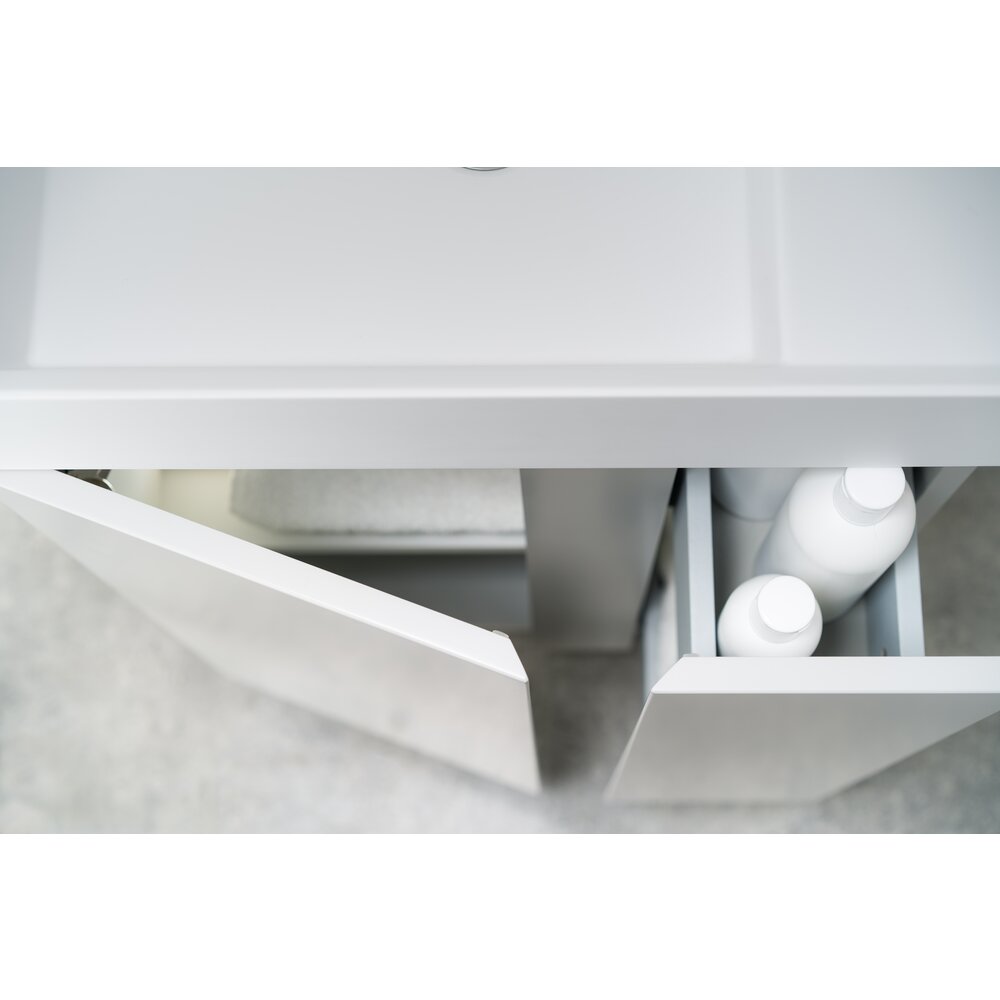 Hanging cabinet set light gray Krofam Uniq 49 cm, built-in sink Krofam Uniq 50 cm with battery hole