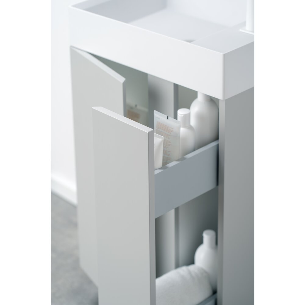Hanging cabinet set light gray Krofam Uniq 49 cm, built-in sink Krofam Uniq 50 cm with battery hole