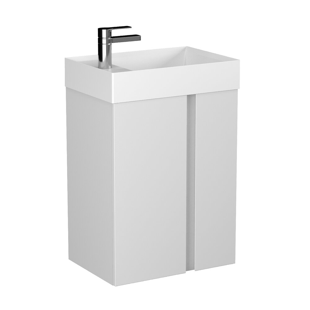 Hanging cabinet set light gray Krofam Uniq 49 cm, built-in sink Krofam Uniq 50 cm with battery hole