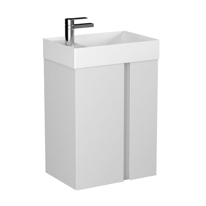 Hanging cabinet set light gray Krofam Uniq 49 cm, built-in sink Krofam Uniq 50 cm with battery hole