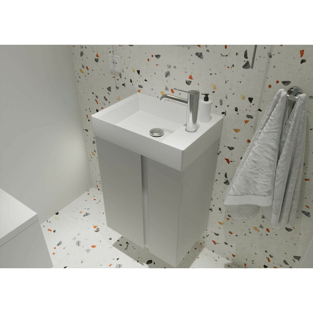 Hanging cabinet set light gray Krofam Uniq 49 cm, built-in sink Krofam Uniq 50 cm with battery hole