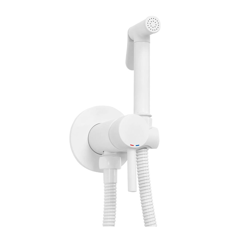 Rea Loop Matte White Hygienic Shower with Built-in Mixer
