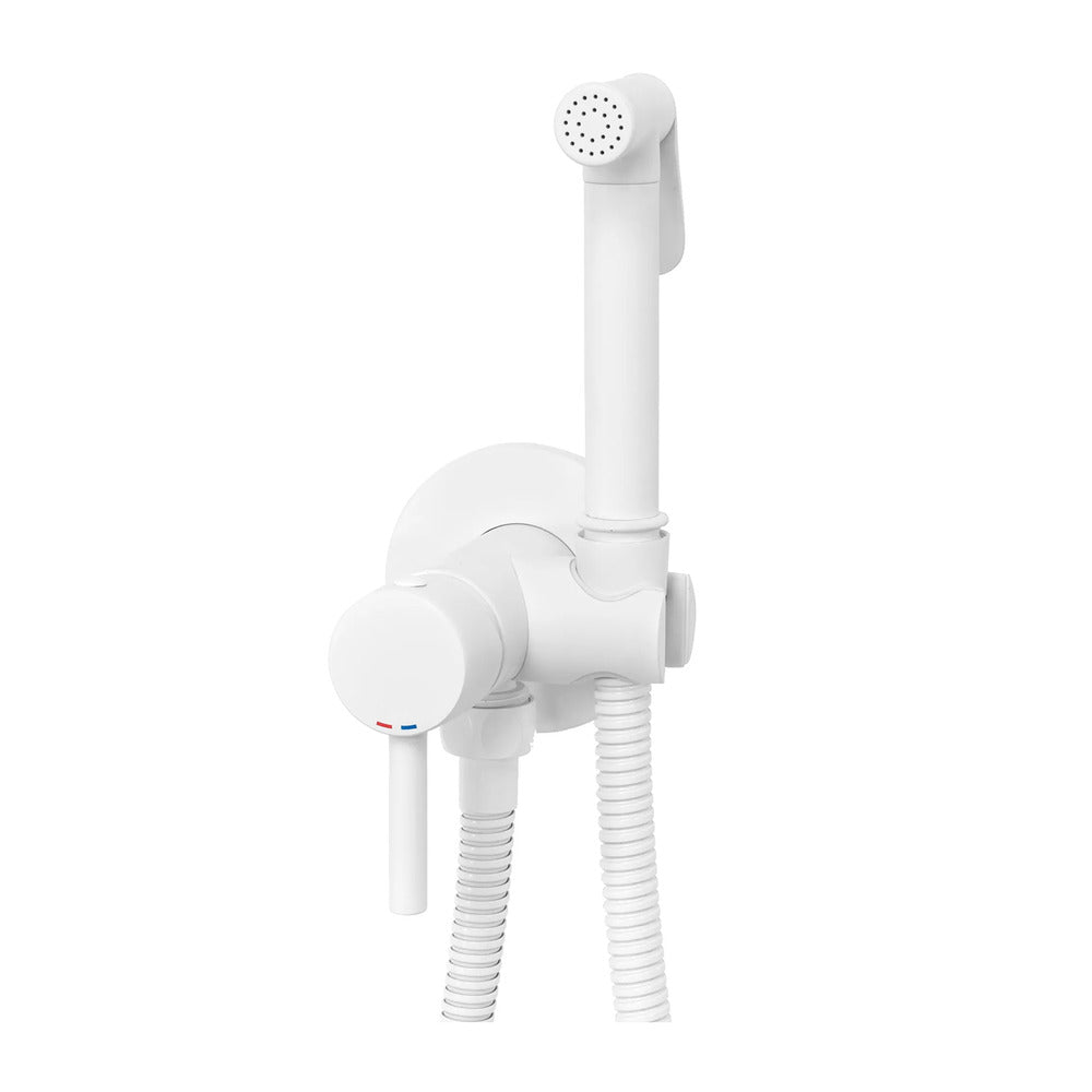Rea Loop Matte White Hygienic Shower with Built-in Mixer