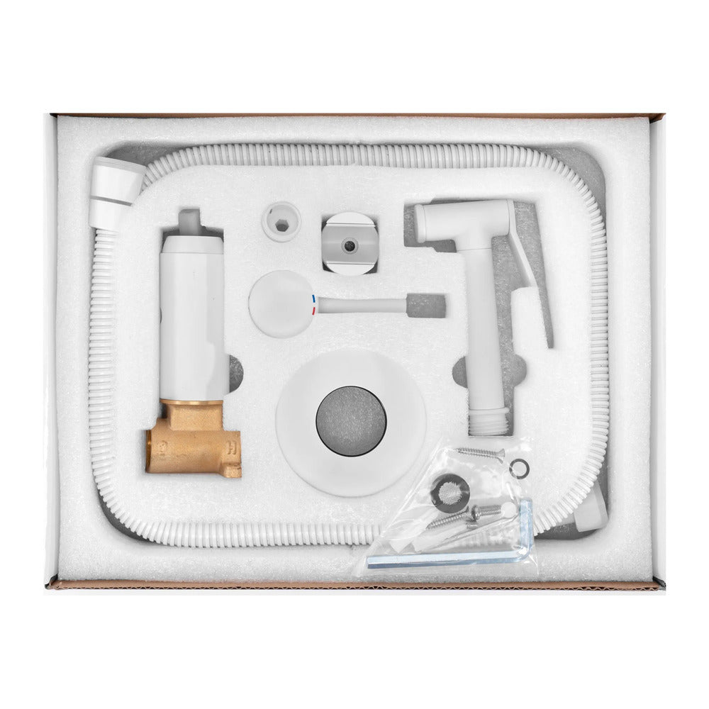 Rea Loop Matte White Hygienic Shower with Built-in Mixer
