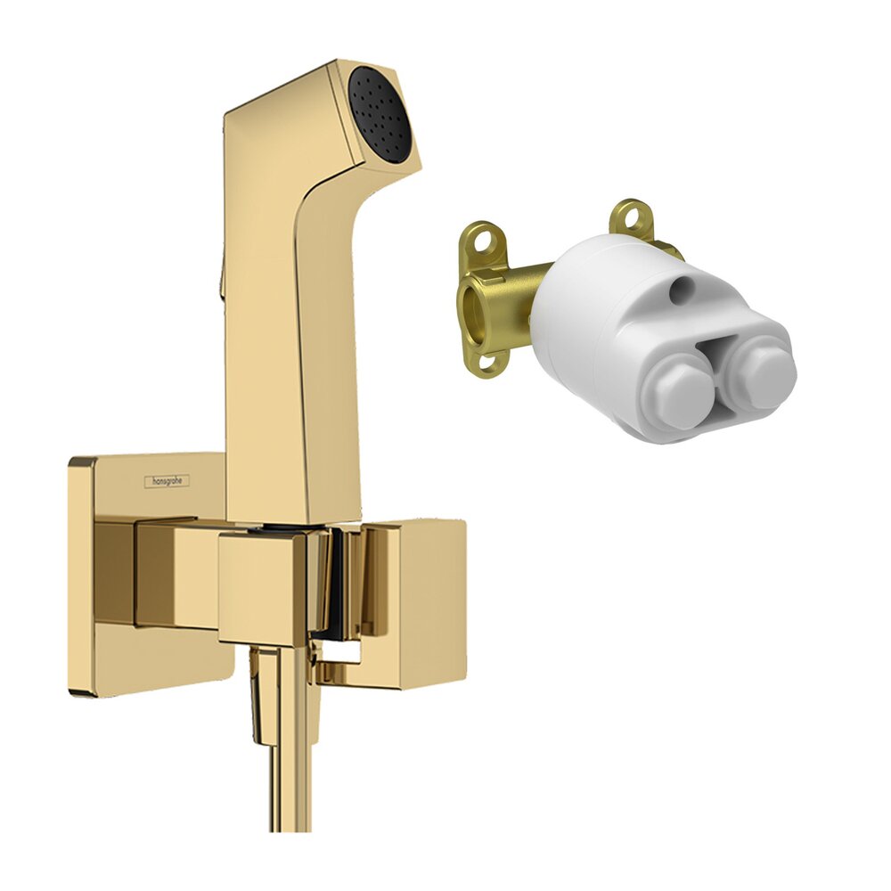 Комплект за хигиенен душ с вградена част Hansgrohe Bidette E EcoSmart 1 jet златен гланц