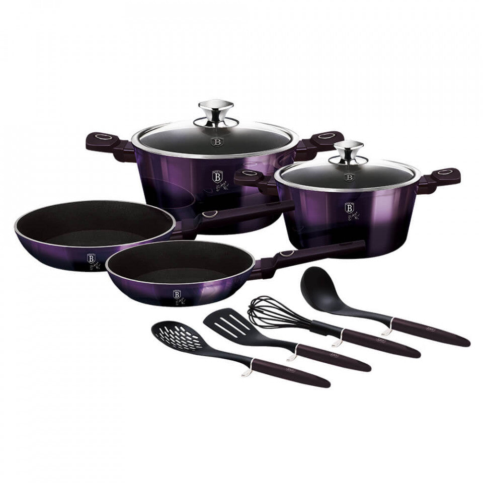 Комплект тенджери и тигани (10 части) Purple Eclipse Collection BerlingerHaus BH 7140