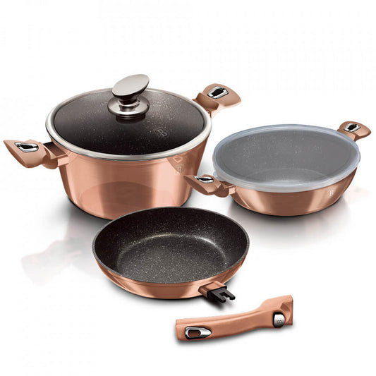 Комплект тенджери и тигани (6 части) Rose Gold Metallic Line BerlingerHaus BH 7051