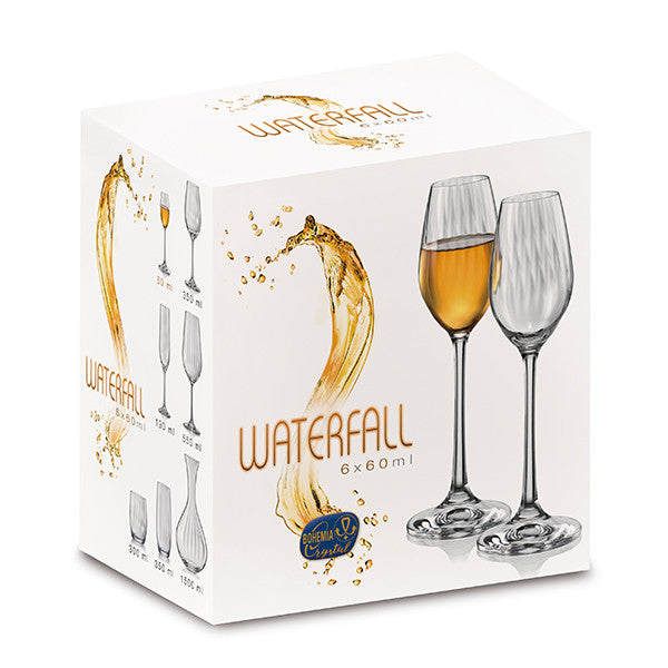 Комплект чаши Bohemia Royal Waterfall, 6 бр., 60 ml 650307